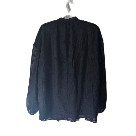 Torrid Blouse, Black Heart, tie front Cold Shoulder Long Sleeve Shirt, size 1X - Picture 6 of 7
